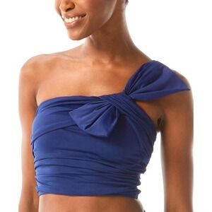 Carmen Marc Valvo One Shoulder Cropped Bikini Top - Bowline Soiree Large NWT
